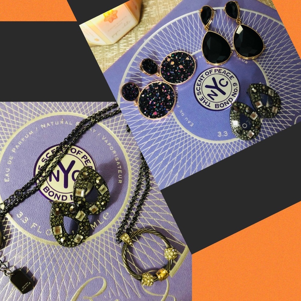 set of 3 pairs sterling silver earrings Kate Spade + Armani Exchange Necklace